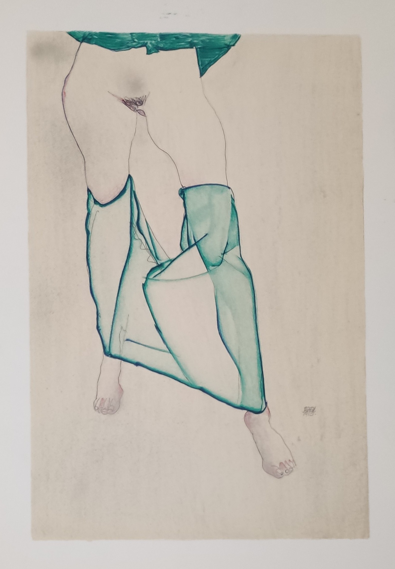 NU A LA JUPE VERTE - SCHIELE Egon (1890 - 1918) - Lithographie