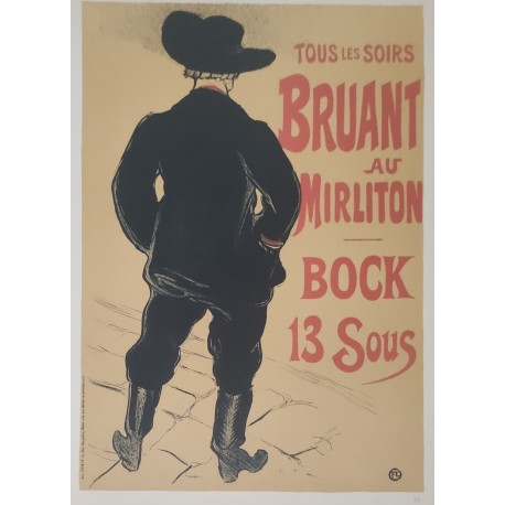 ARISTIDE BRUANT DE DOS - TOULOUSE-LAUTREC Henri (D'après) de (1864 - 1901) - Lithographie