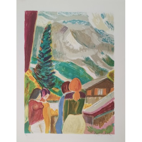 EN MONTAGNE - BARDONE Guy (1927 - ) - Lithographie