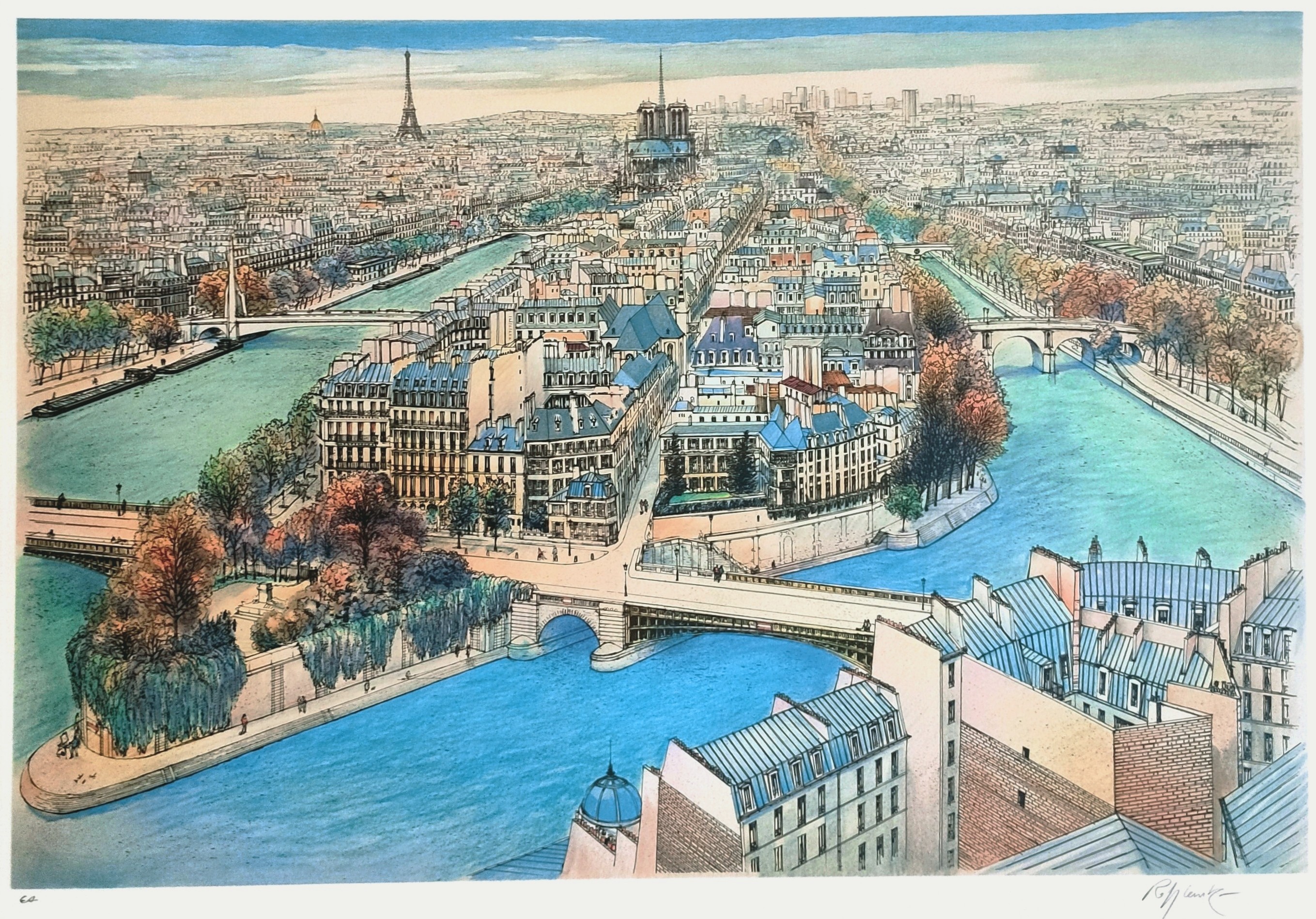 L’ÎLE DE LA CITE - RAFFLEWSKI Rolf (1943 - ) - Lithographie