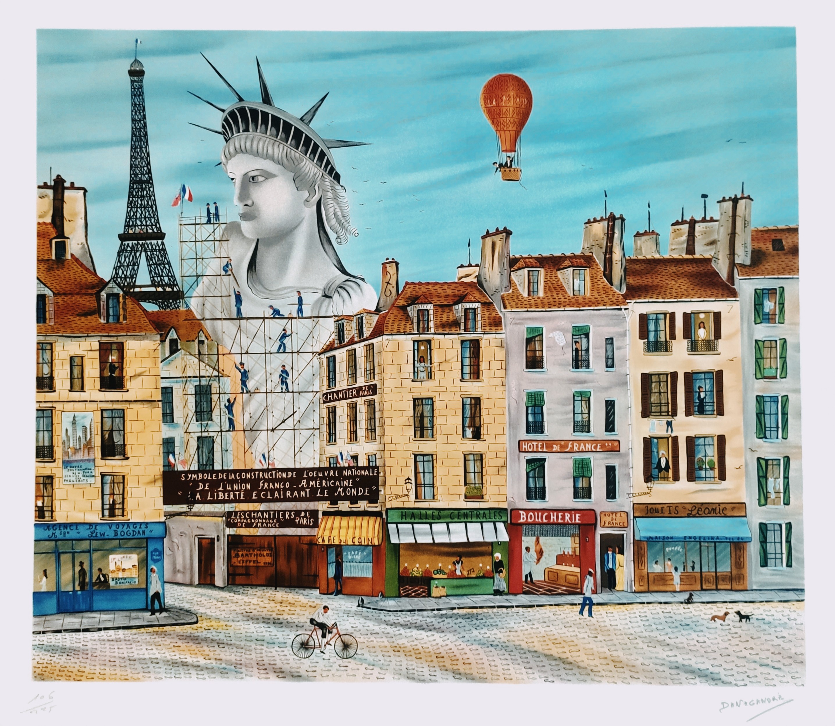 LA LIBERTÉ A PARIS - GANDRE Dan (1938- ) - Lithographie