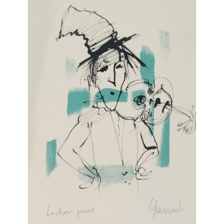 LACHER PRISE - GOUVRANT Gérard (1946 - ) - Huile sur papier