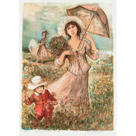 LA CUEILLETTE D’UN BOUQUET - LALANDE Jacques (1921 - ) - Lithographie