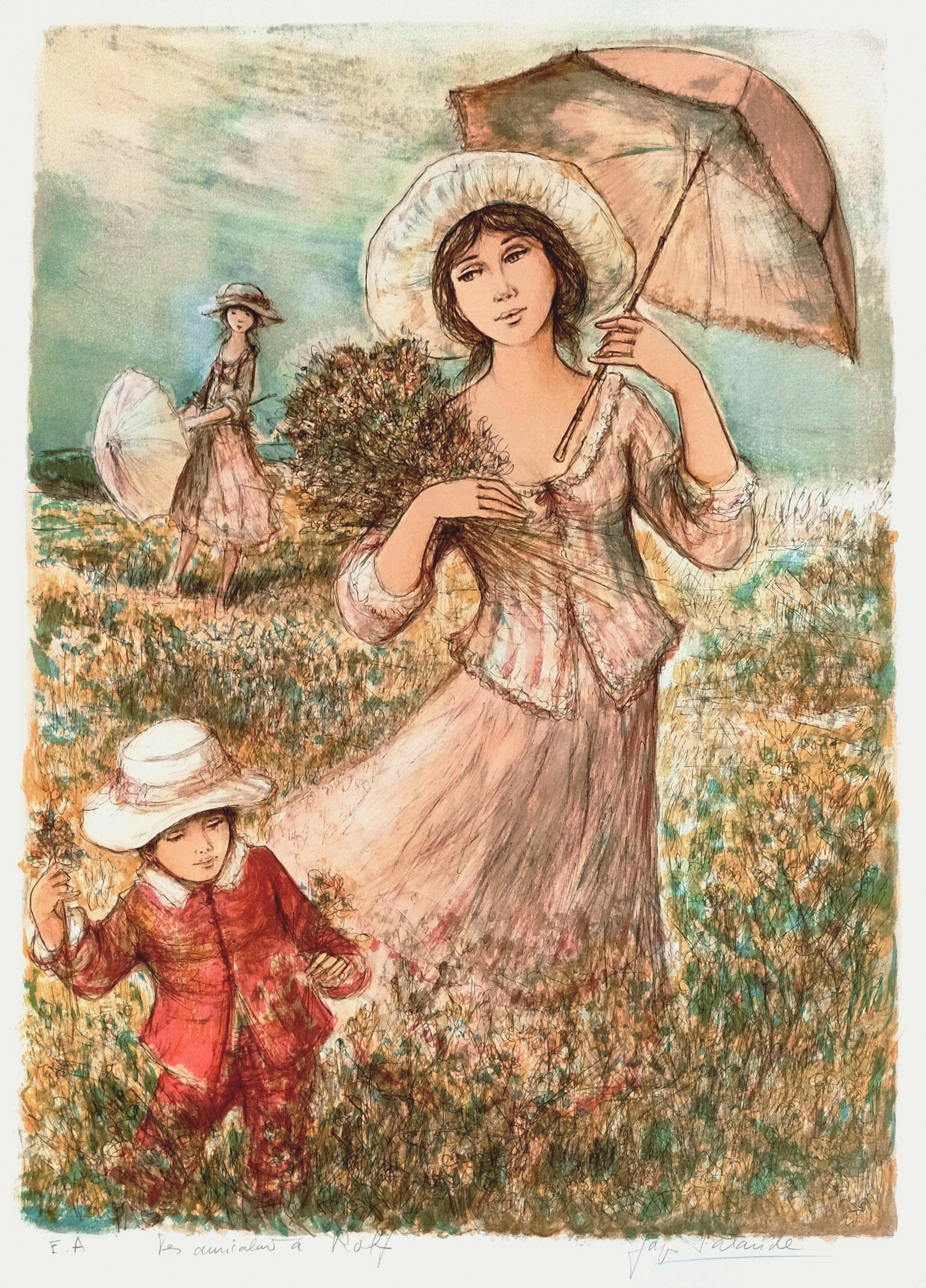 LA CUEILLETTE D’UN BOUQUET - LALANDE Jacques (1921 - ) - Lithographie