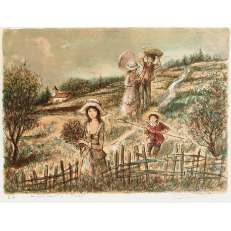 PROMENADE CHAMPETRE - LALANDE Jacques (1921 - ) - Lithographie