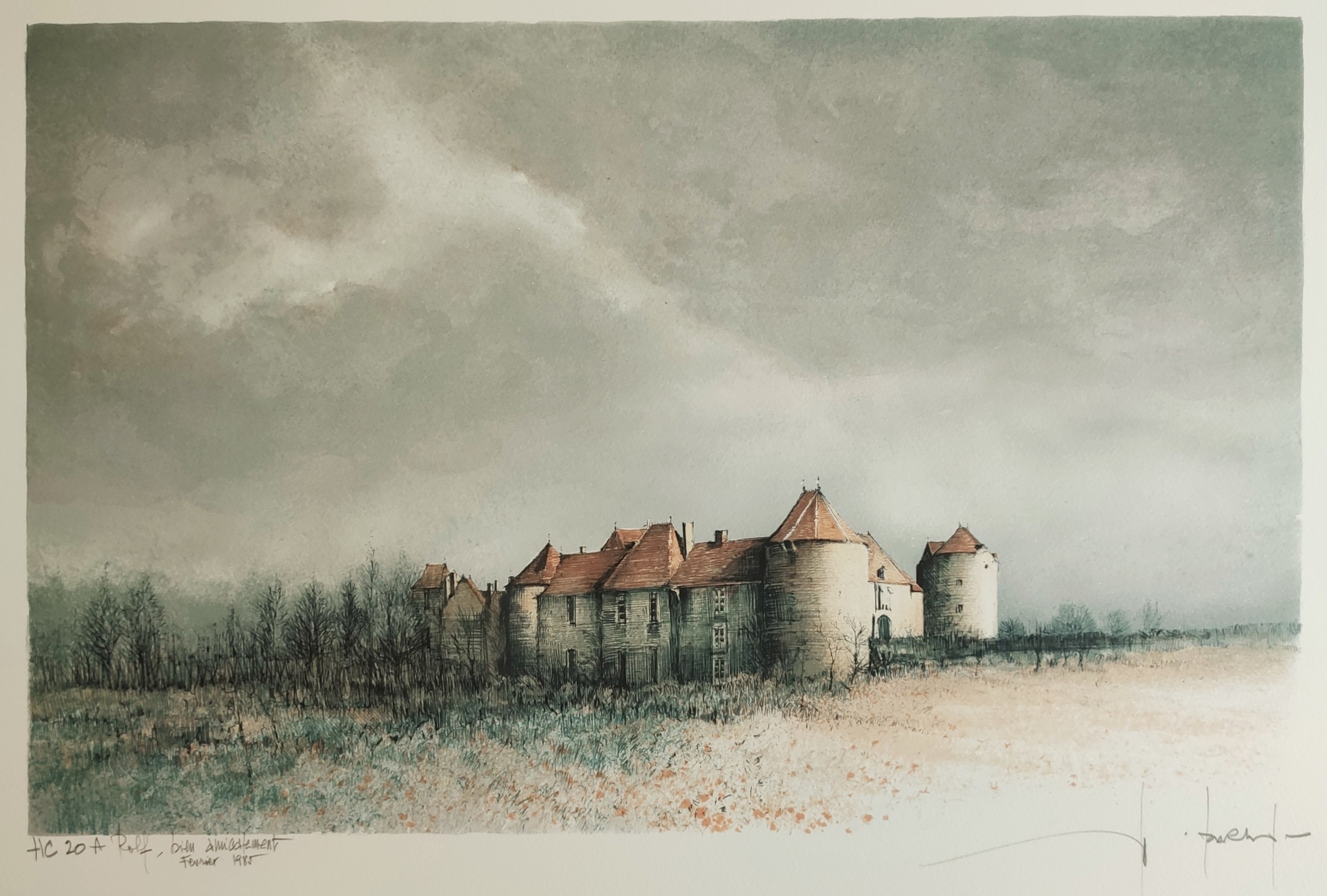 LE CHÂTEAU FORT - ECOLE MODERNE (XXème siècle) - Lithographie