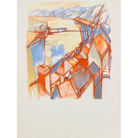 VUE D'EN HAUT - ECOLE MODERNE (XXème siècle) - Lithographie