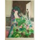 FEMME DANS UN PARTERRE DE FLEURS - ECOLE MODERNE (XXème siècle) - Lithographie