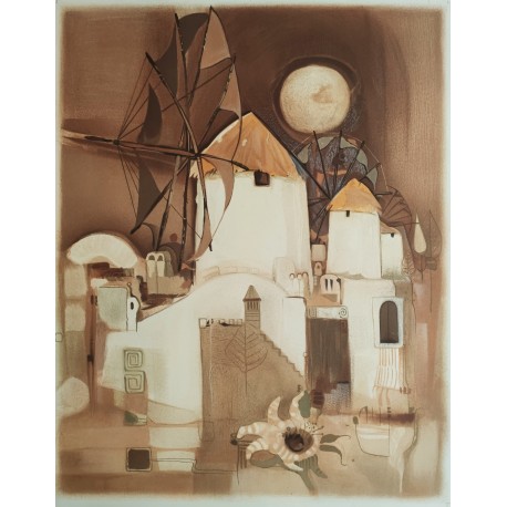 LE MOULIN A VENT - ECOLE MODERNE (XXème siècle) - Lithographie