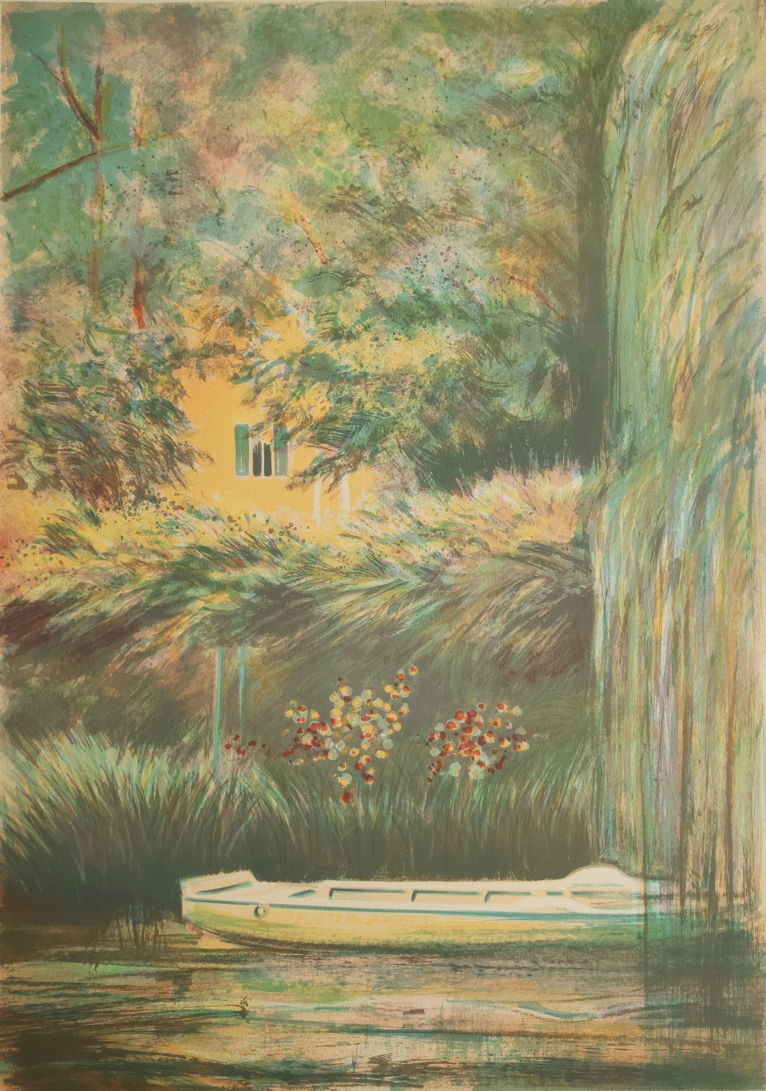 LA BARQUE - ECOLE MODERNE (XXème siècle) - Lithographie
