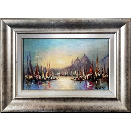 LE PORT - VERNIER David (XXème siècle) - Huile sur panneau