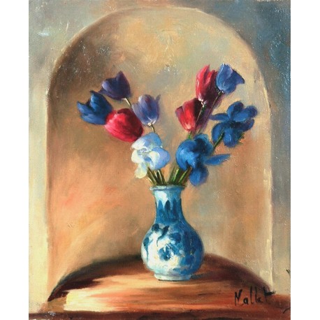 BOUQUET TRICOLORE - MALLET Edouard (XXème siècle) - Huile sur toile