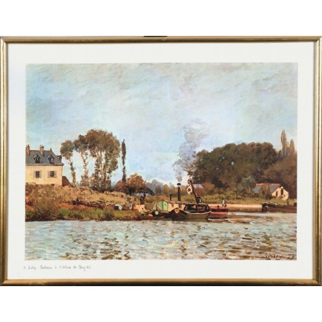 BATEAUX A L'ECLUSE - SISLEY Alfred (1839-1899) - Print