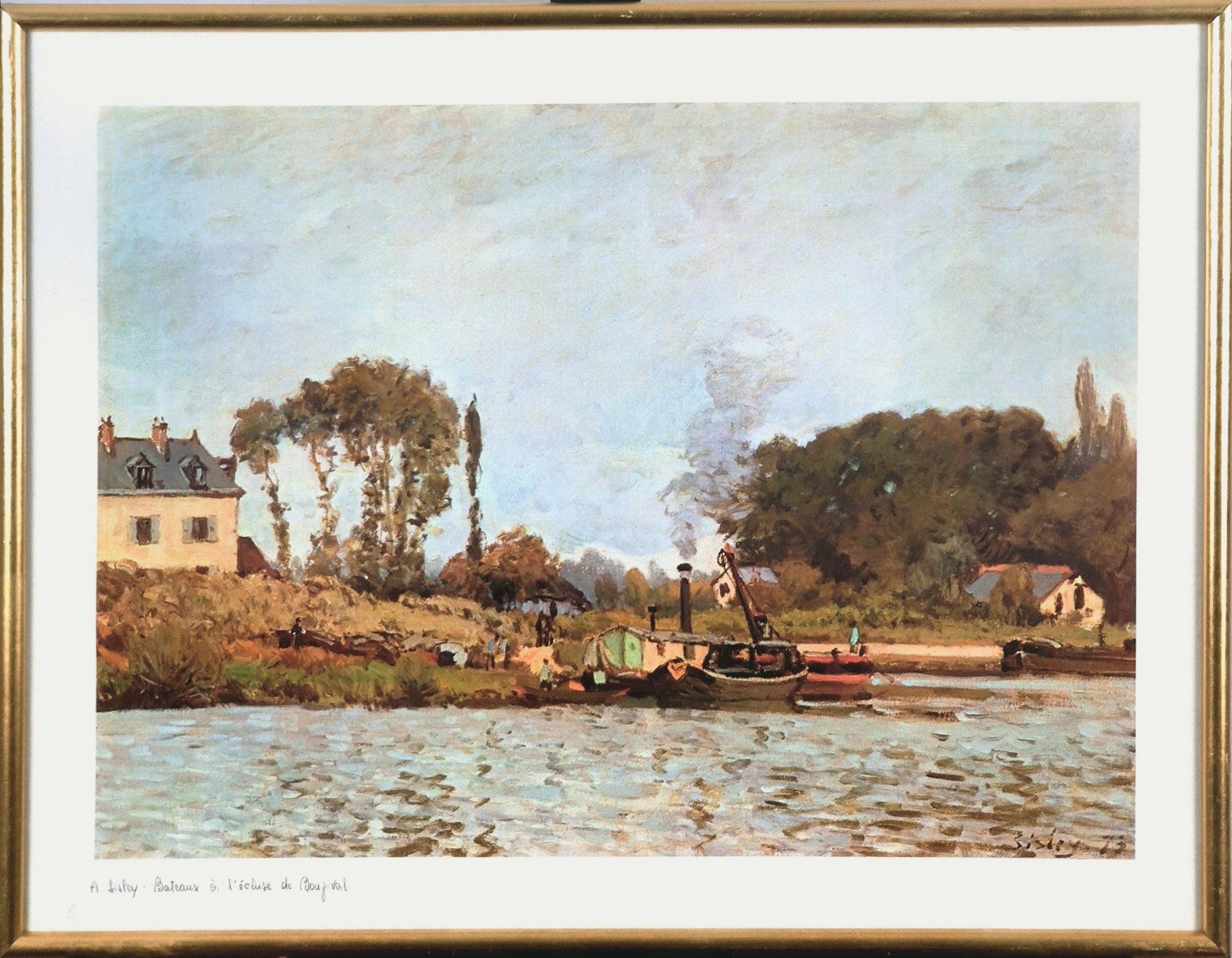 BATEAUX A L'ECLUSE - SISLEY Alfred (1839-1899) - Print