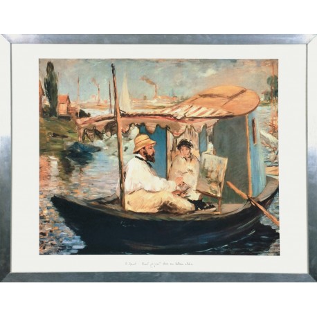 MONET PEIGNANT DANS SON BATEAU ATELIER - MONET Claude (D'après) (1840 -1926) - Print