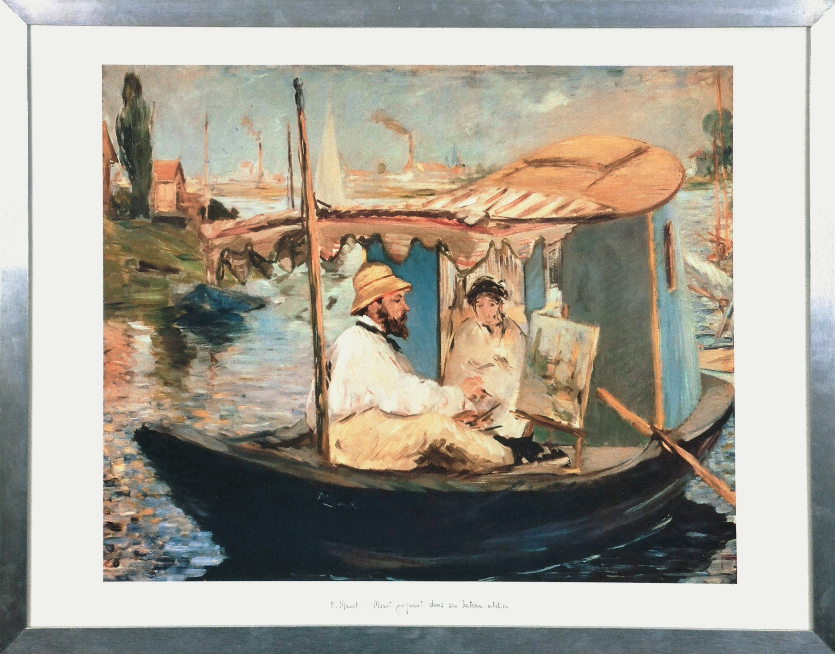 MONET PEIGNANT DANS SON BATEAU ATELIER - MONET Claude (D'après) (1840 -1926) - Print
