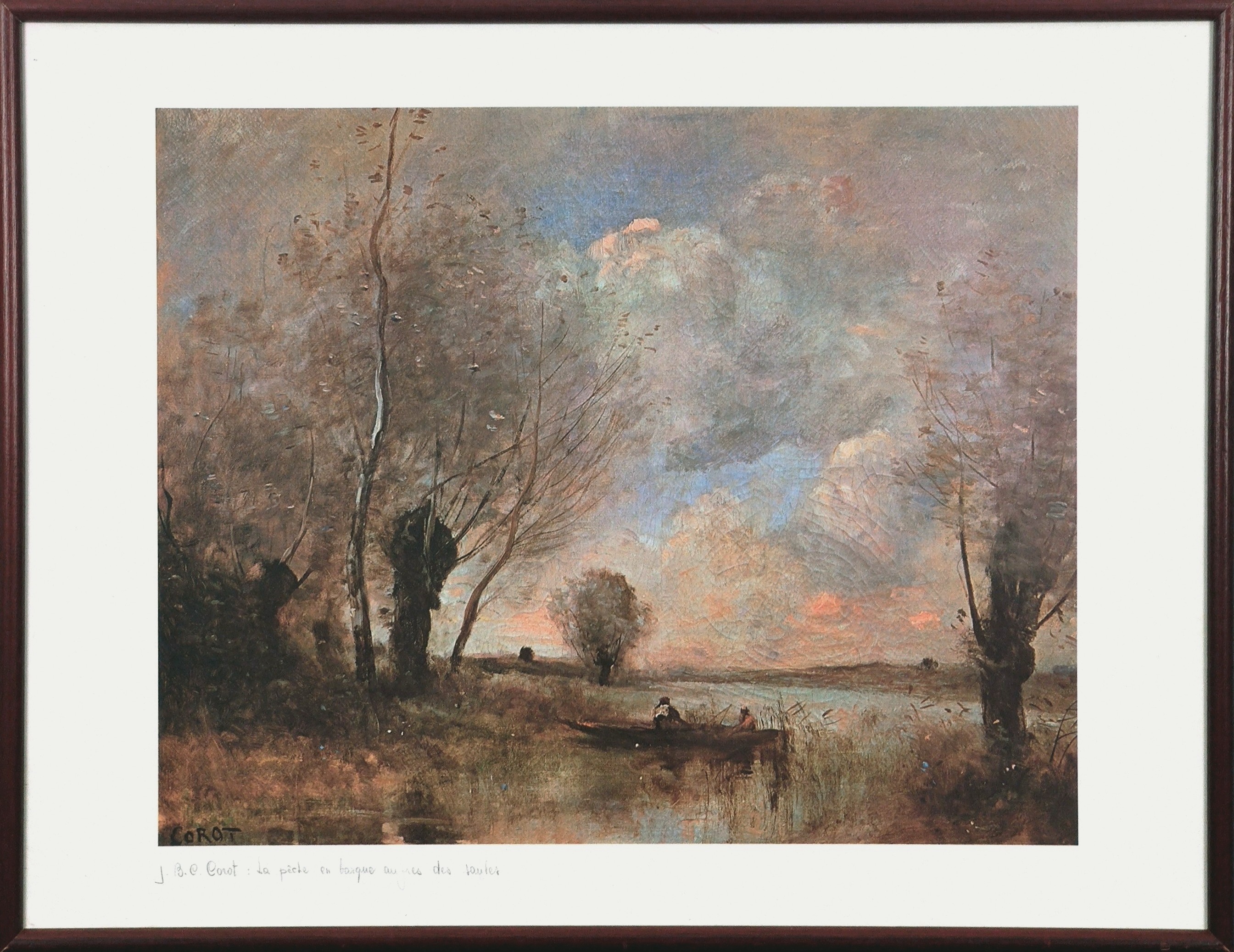 LA PECHE EN BARQUE AU PRES DES SAULES - COROT Jean-Baptiste (d'après) (1796 - 1875) - Print