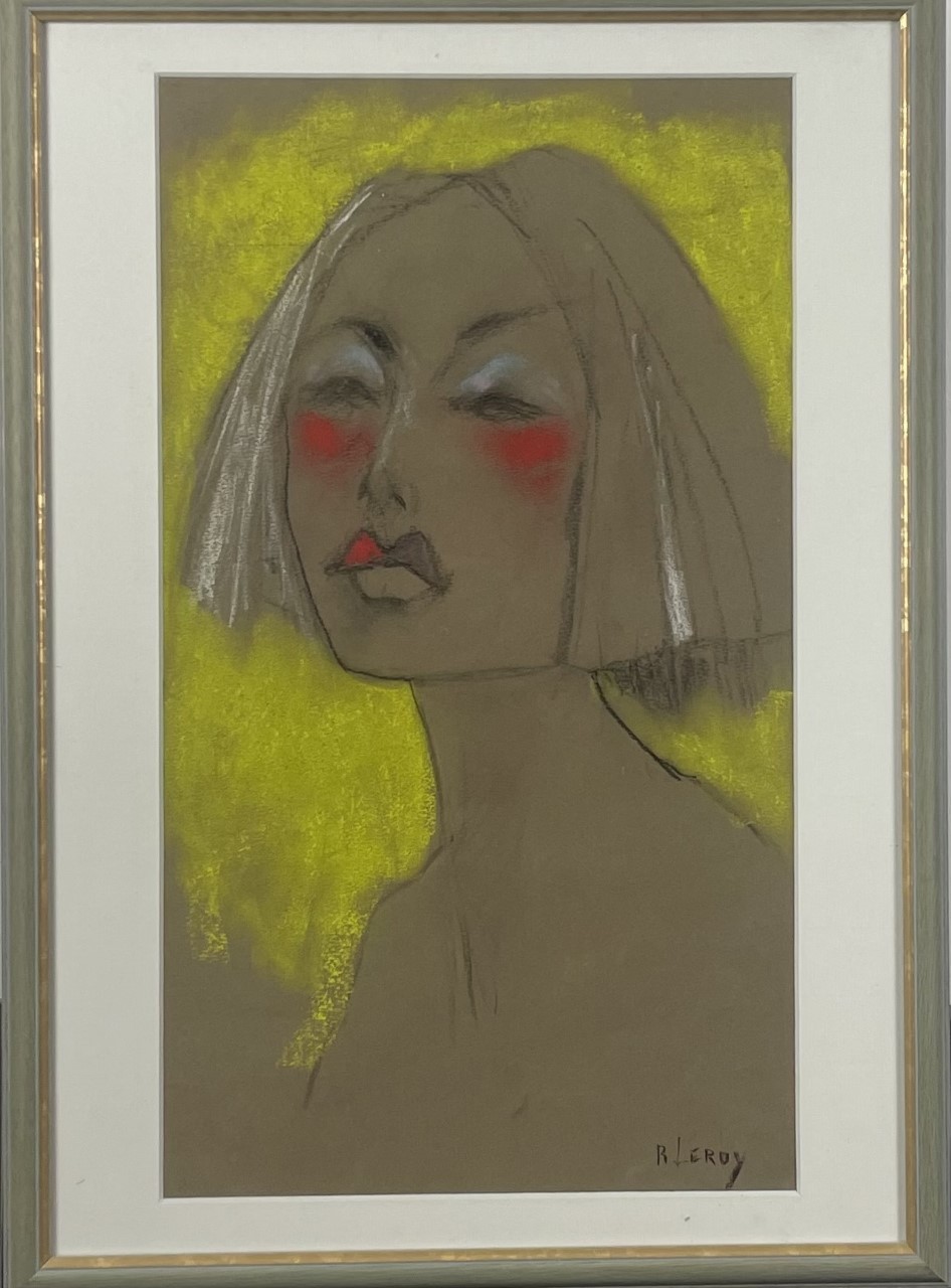 PORTRAIT D’UNE INCONNUE - LEROY René ( 1931 - ) - Pastel