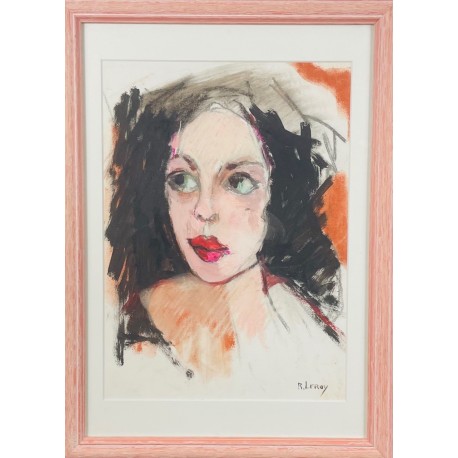 PORTRAIT D’UNE INCONNUE - LEROY René ( 1931 - ) - Pastel