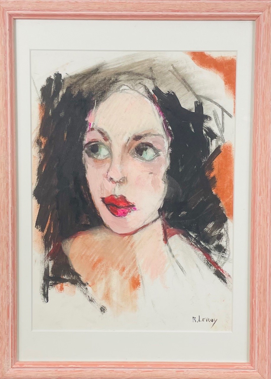 PORTRAIT D’UNE INCONNUE - LEROY René ( 1931 - ) - Pastel