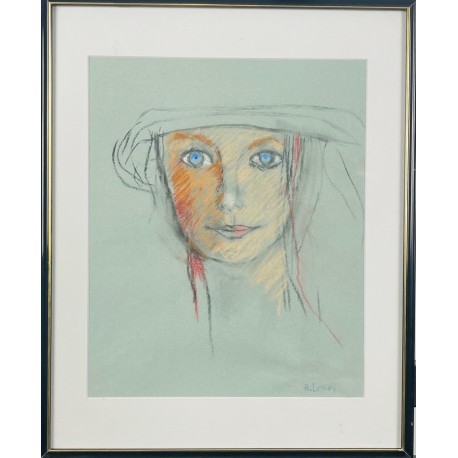 PORTRAIT D’UNE INCONNUE - LEROY René ( 1931 - ) - Pastel