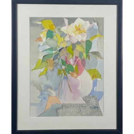 BOUQUET PASTEL - LEROY René ( 1931 - ) - Aquarelle