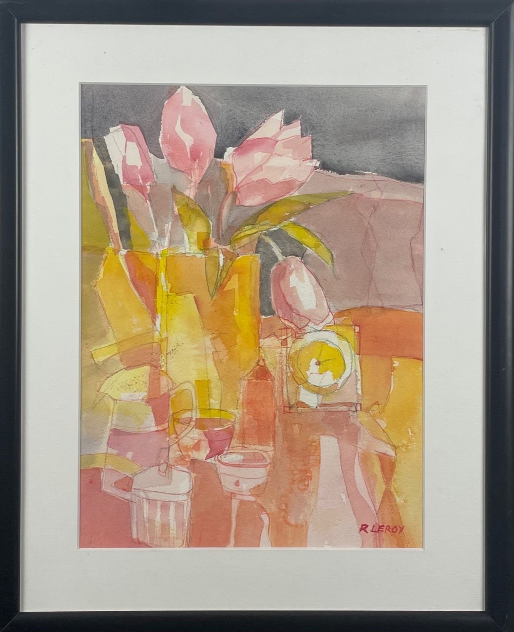 BOUQUET PASTEL - LEROY René ( 1931 - ) - Aquarelle