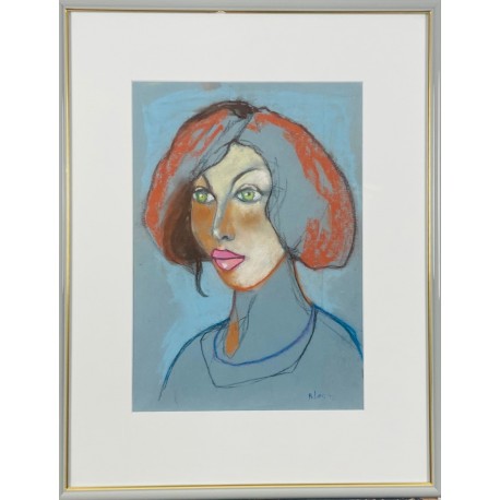 PORTRAIT D’UNE INCONNUE - LEROY René ( 1931 - ) - Pastel