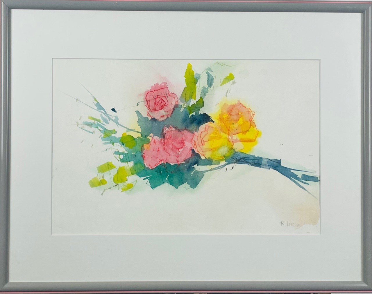 BRASSÉE DE ROSES - LEROY René ( 1931 - ) - Aquarelle