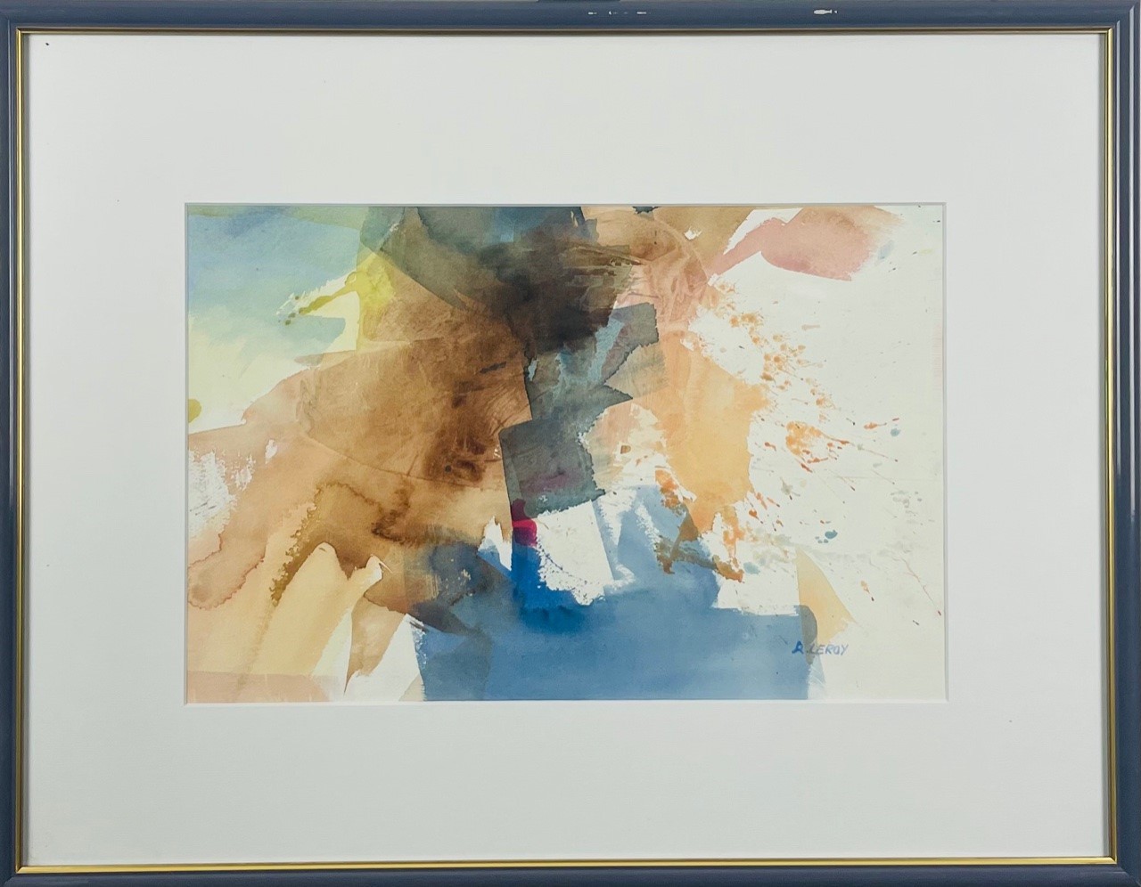 COMPOSITION - LEROY René ( 1931 - ) - Aquarelle