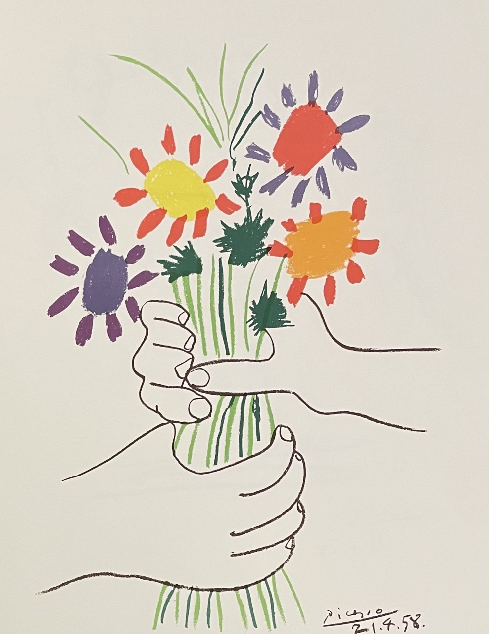 BOUQUET DE FLEURS - PICASSO Pablo (d'aprés) (1881 - 1973) - Lithographie