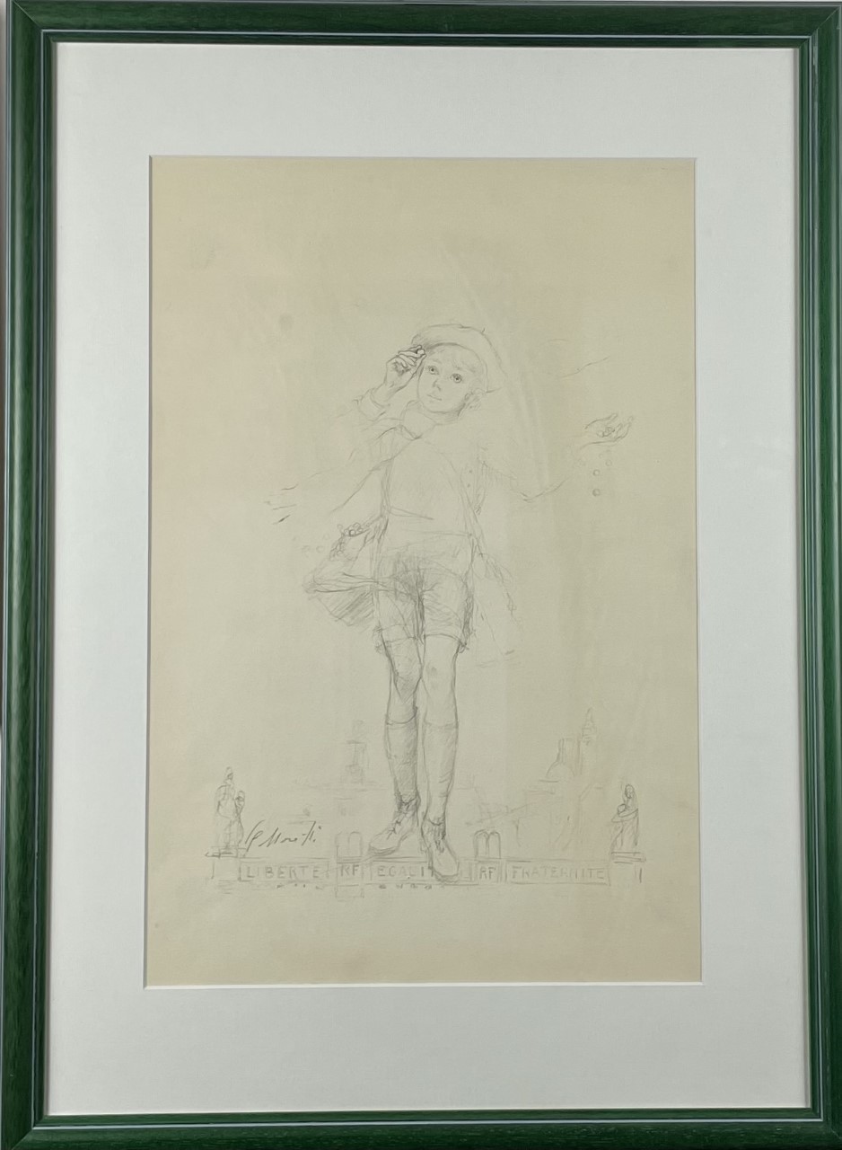 LE JEUNE ECOLIER - MORETTI Lucien-Philippe (1922 - 2000) - Dessin