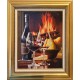 AU COIN DU FEU - PARMENTIER Marcel (XX ème siècle) - Huile sur toile