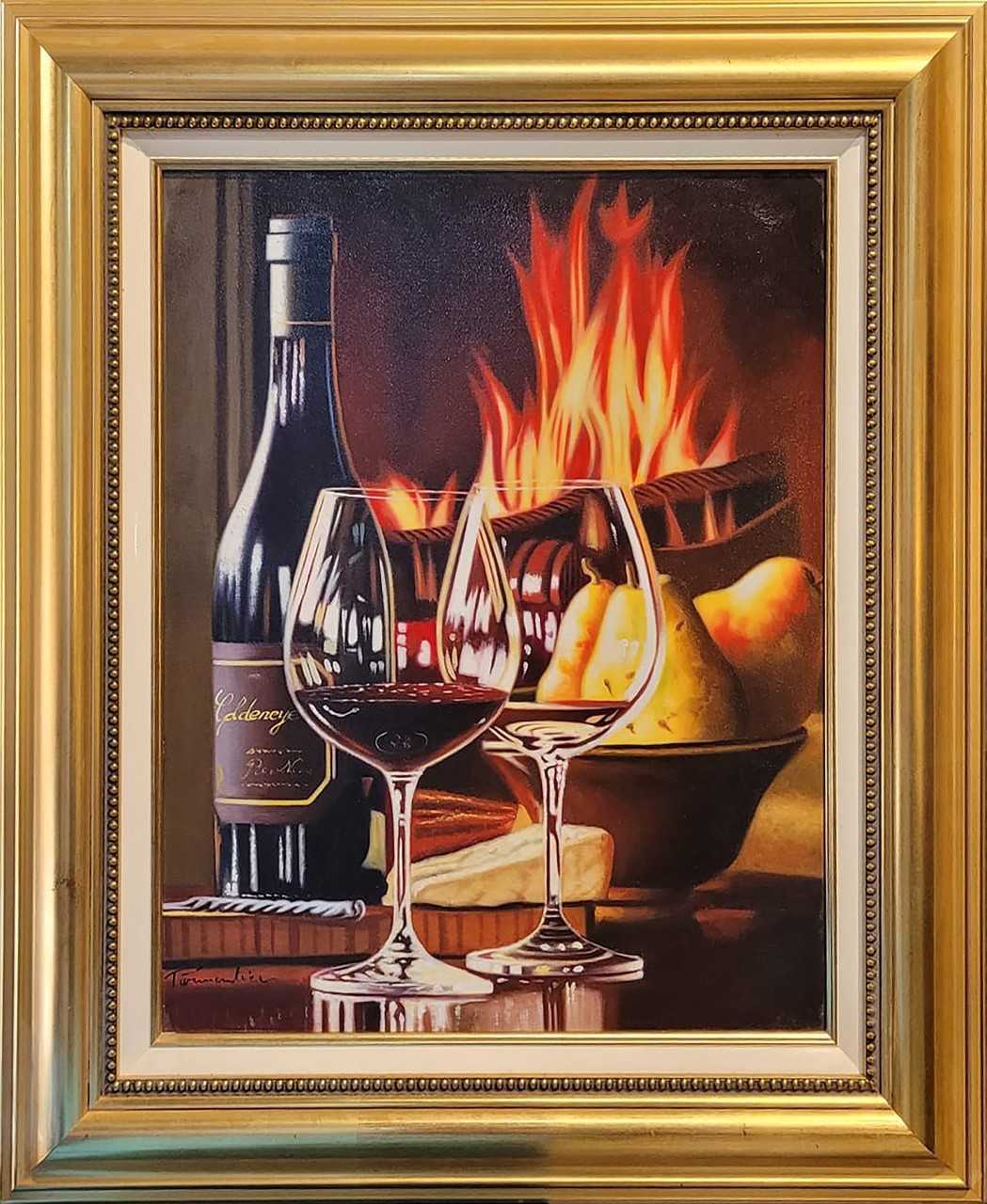 AU COIN DU FEU - PARMENTIER Marcel (XX ème siècle) - Huile sur toile