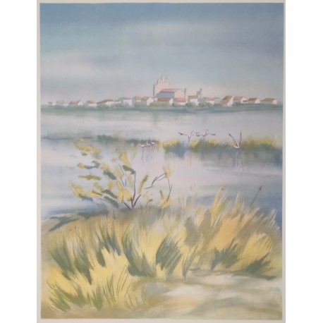LES FLAMANTS ROSES - ECOLE MODERNE (XXème siècle) - Lithographie