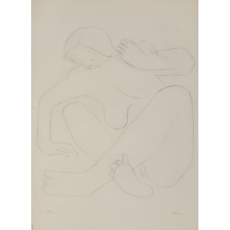 FEMME ASSISE - COUTURIER Léon (1842 - 1935) - Estampe