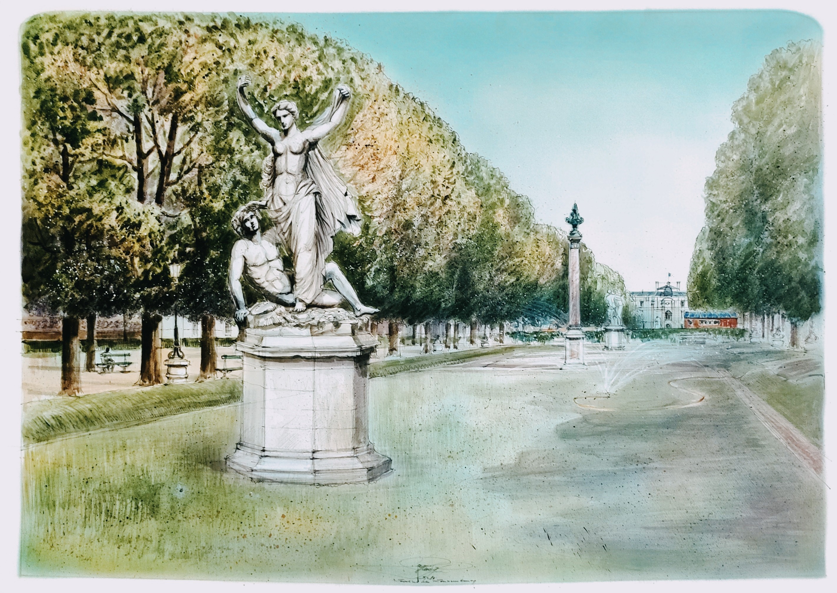 PARIS-JARDIN DE L'OBSERVATOIRE - RAFFLEWSKI Rolf (1943 - ) - Lithographie