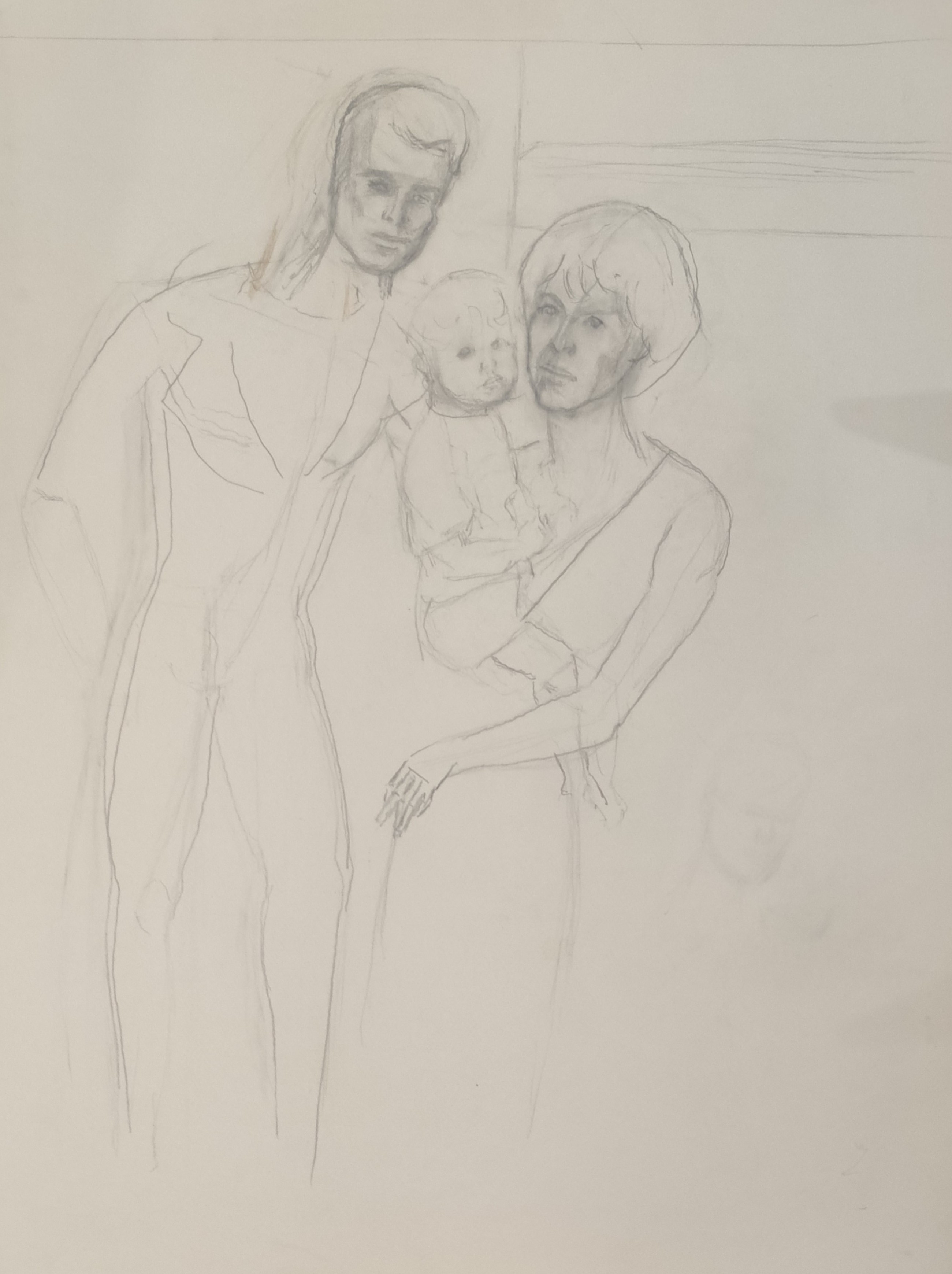 COUPLE AVEC ENFANT - LAMBERT Georges (1919 - 1998) - Dessin