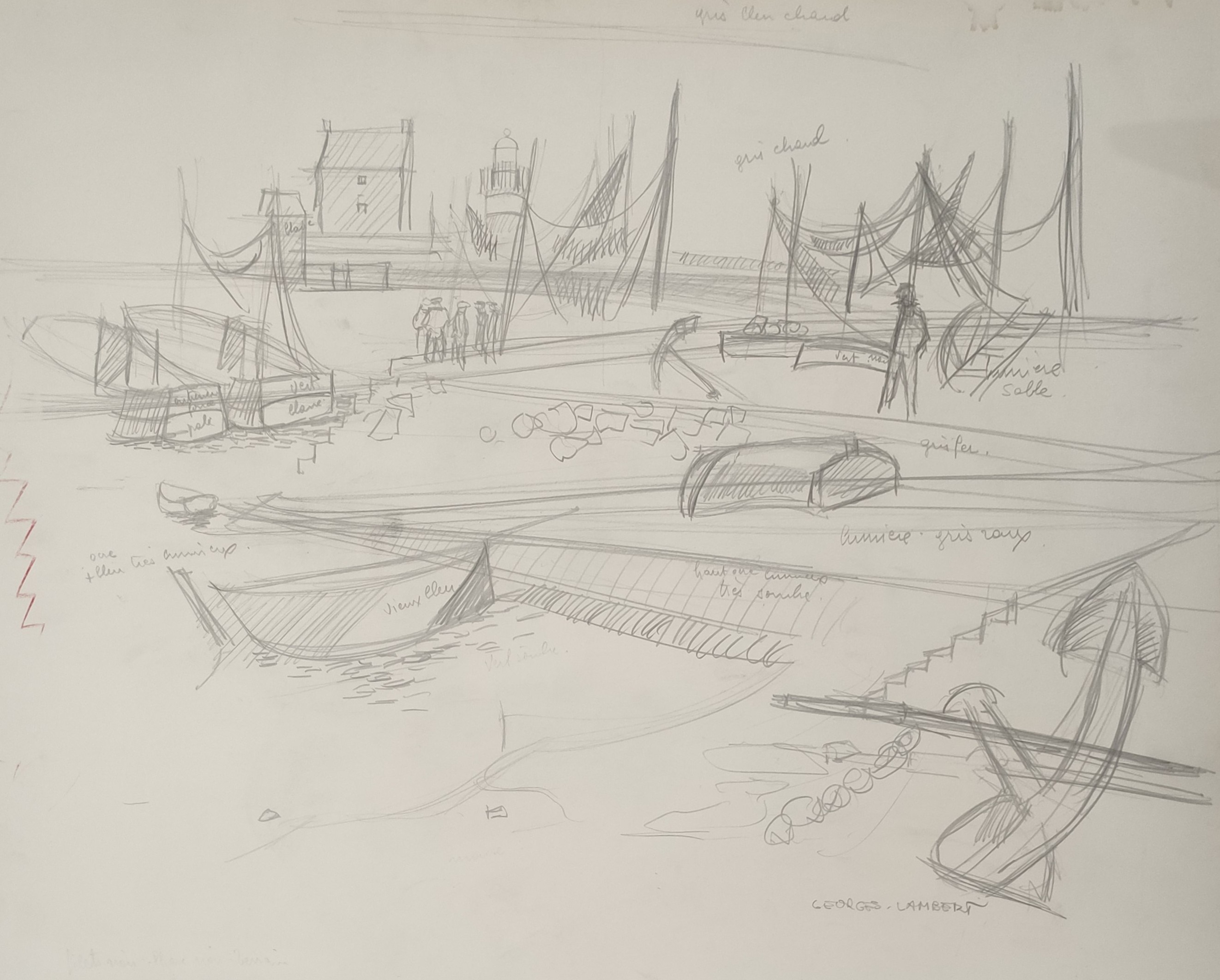 PORT DE PECHE - LAMBERT Georges (1919 - 1998) - Dessin