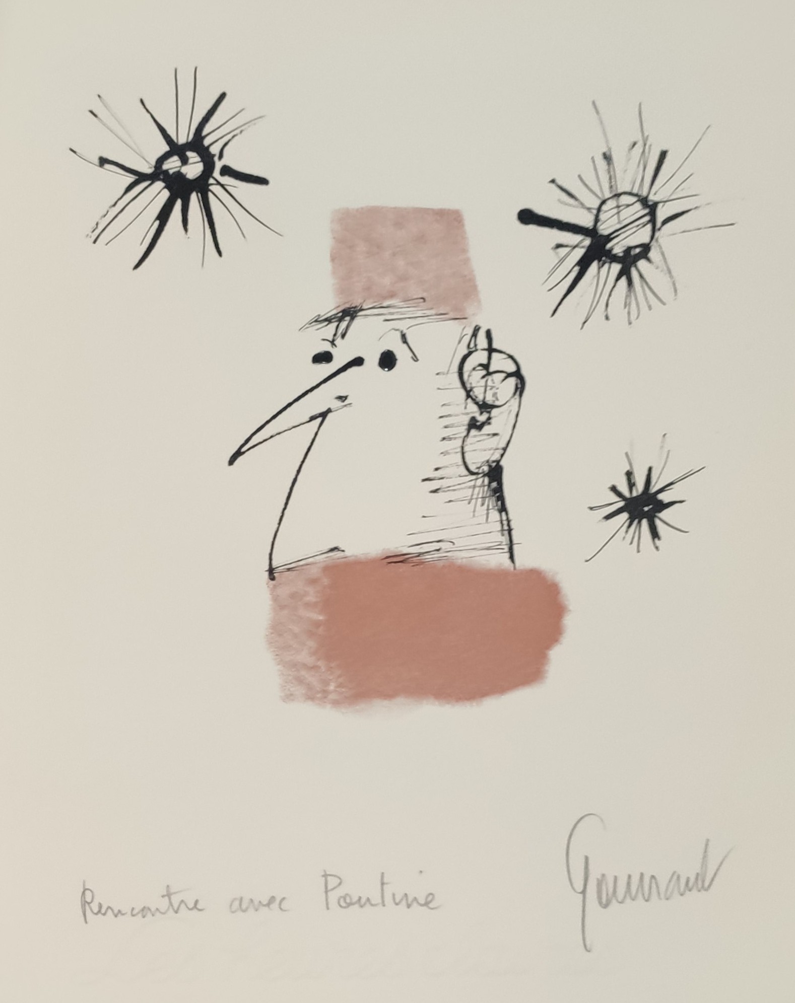RENCONTRE AVEC POUTINE - GOUVRANT Gérard (1946 - ) - Huile sur papier