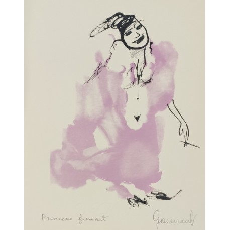 PRINCESSE FUMANT - GOUVRANT Gérard (1946 - ) - Huile sur papier
