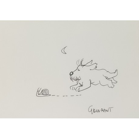 LE CHIENT ET L'ESCARGOT - GOUVRANT Gérard (1946 - ) - Dessin