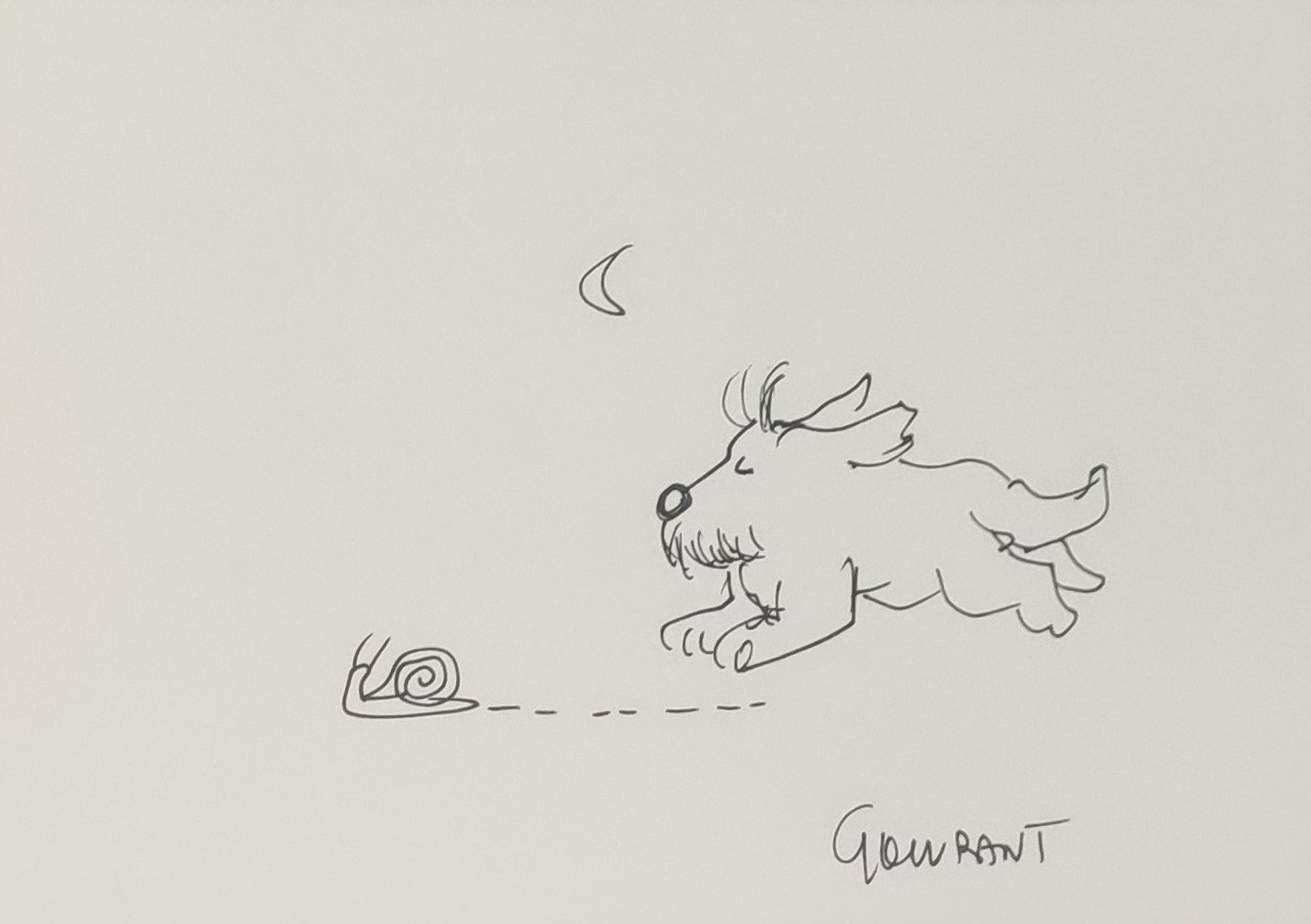 LE CHIENT ET L'ESCARGOT - GOUVRANT Gérard (1946 - ) - Dessin