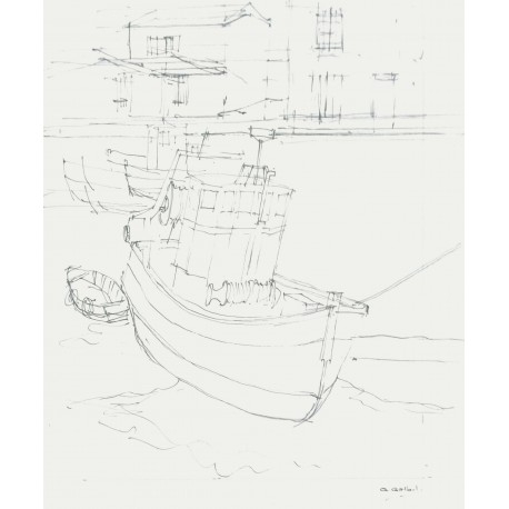 BATEAU À MARÉE BASSE - GAILLEUL Georges (1924 - 2001) - Dessin