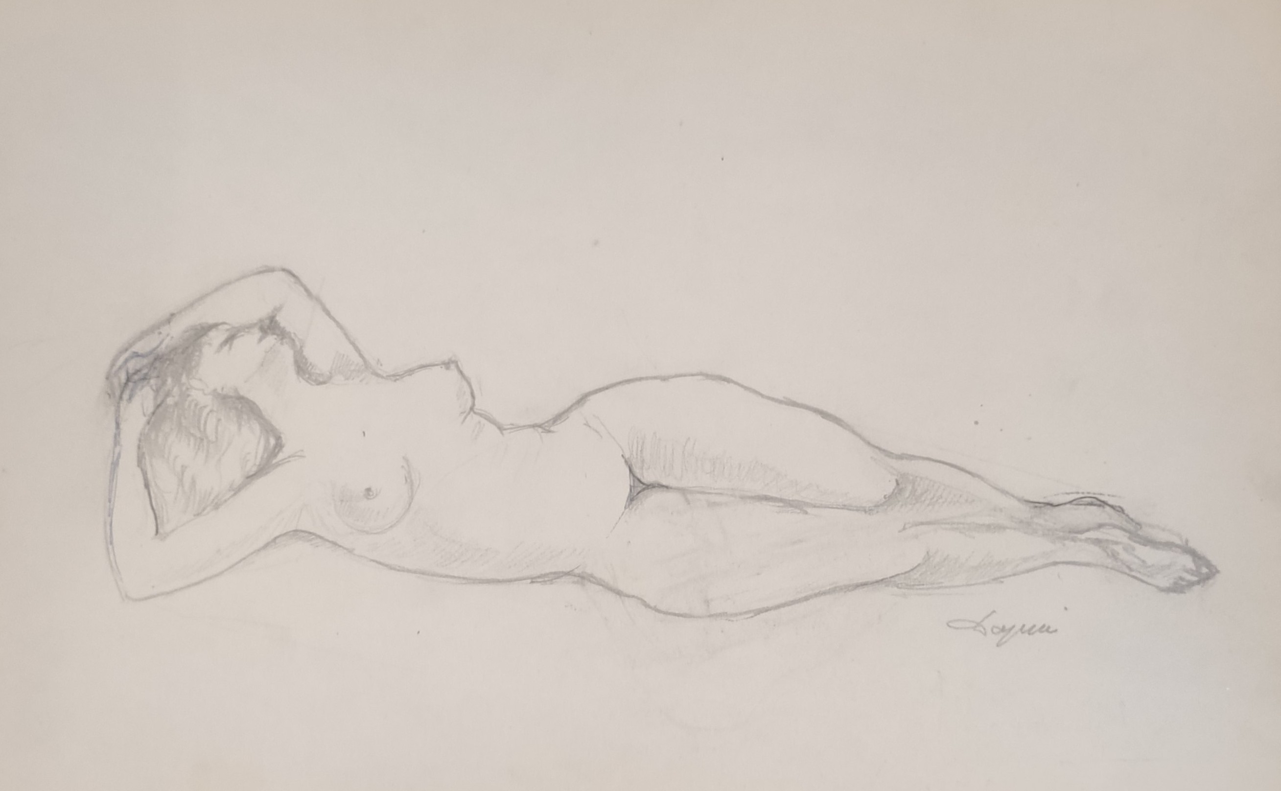 NU ALLONGE - DAPRAI Jean (1929 - ) - Dessin