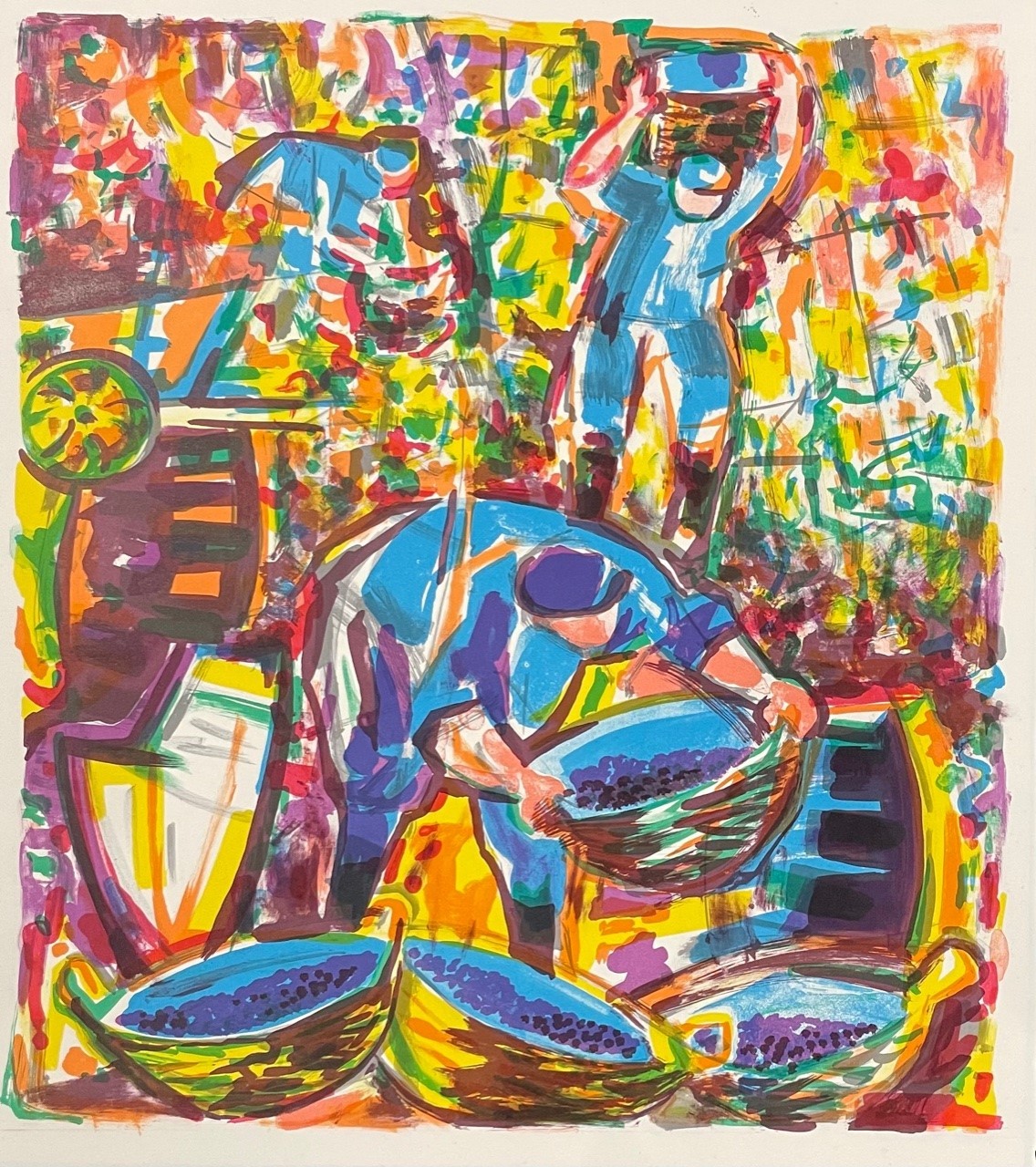 LE PECHEUR - ECOLE MODERNE (XXème siècle) - Lithographie