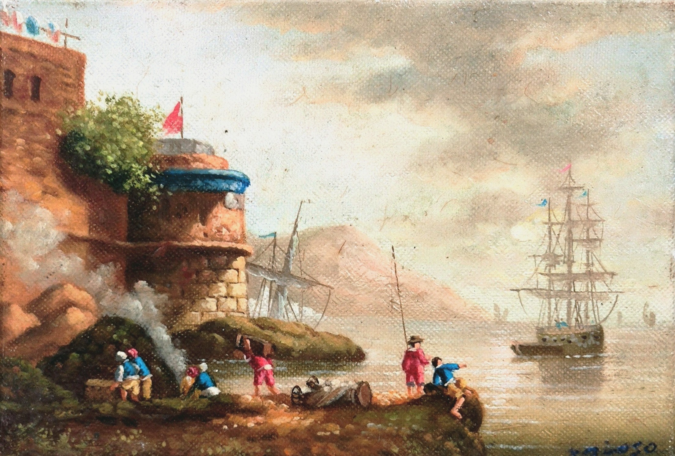 LE PETIT PECHEUR - ECOLE MODERNE (XXème siècle) - Huile sur toile