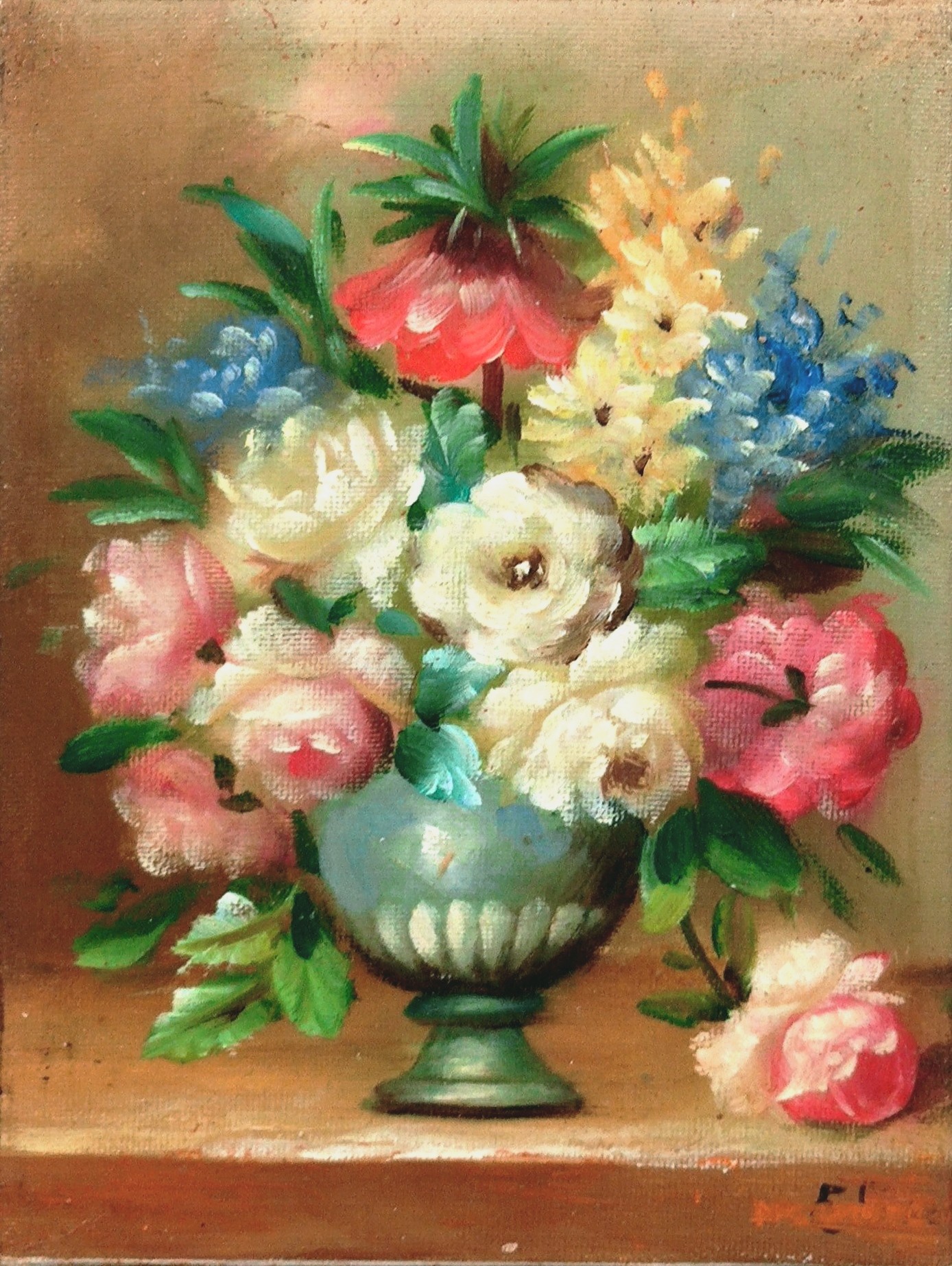 BOUQUET DE FLEURS - ECOLE MODERNE (XXème siècle) - Huile sur toile