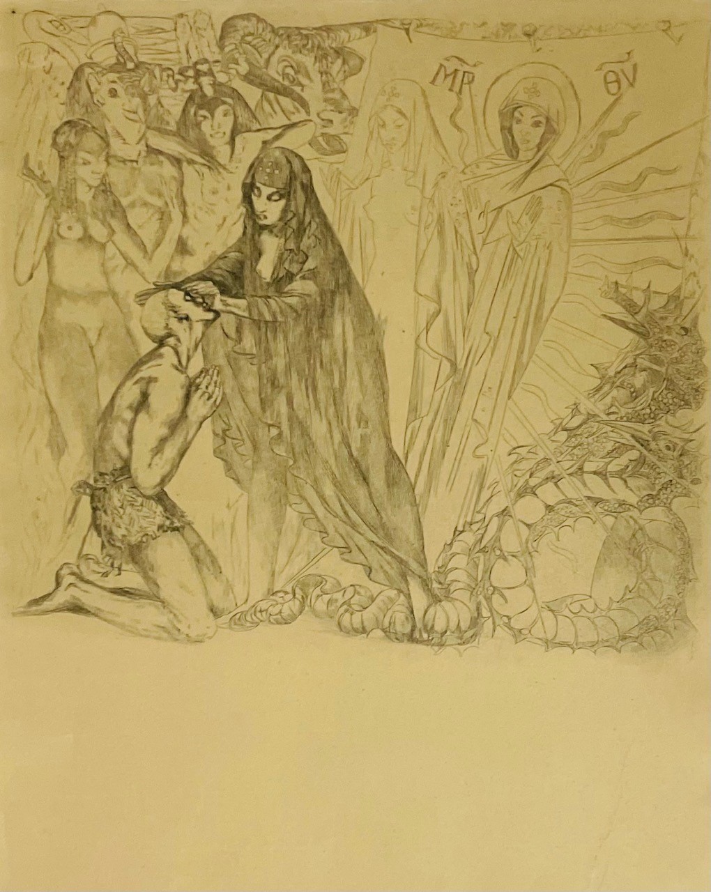 LA TENTATION DE SAINT ANTOINE - HERTENBERGER Fernand (1882 - 1970) - Gravure ANTOINE