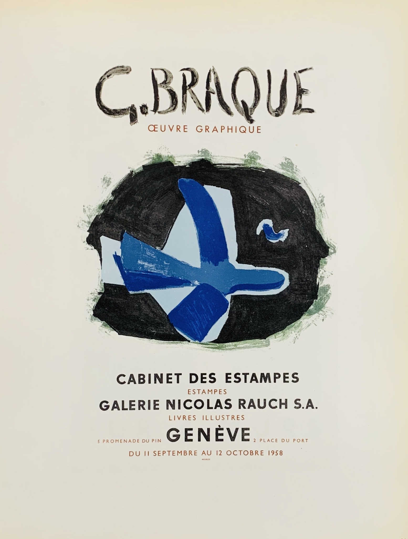 L'OISEAU BLEU - BRAQUE Georges (D'après) (1882 - 1963) - Lithographie